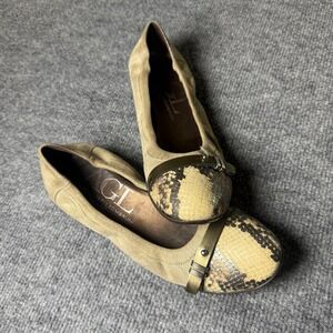 AGL Attilio Giusti Leombruni Women's‎ Ballet Flats Suede Snakeskin Trim Slip On